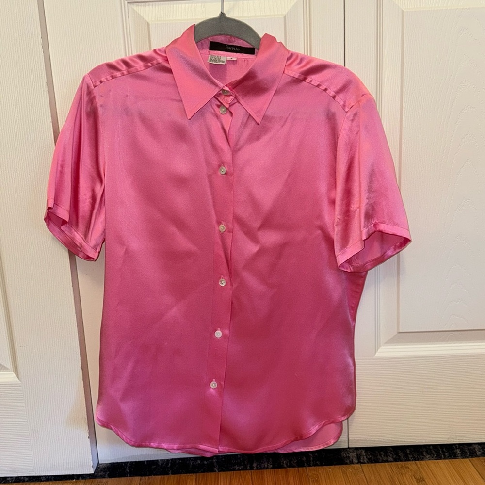 vintage pink 100% silk blouse